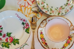Vintage tea-cups, saucers and plates